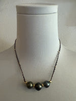 3 of a kind necklace Black Spinel