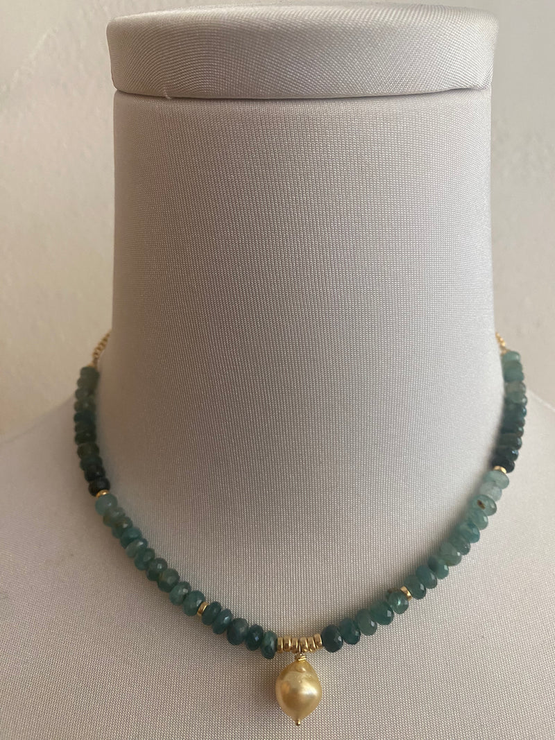 Gemstone and Single Pearl Necklace 