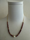 Gemstone and Single Pearl Necklace