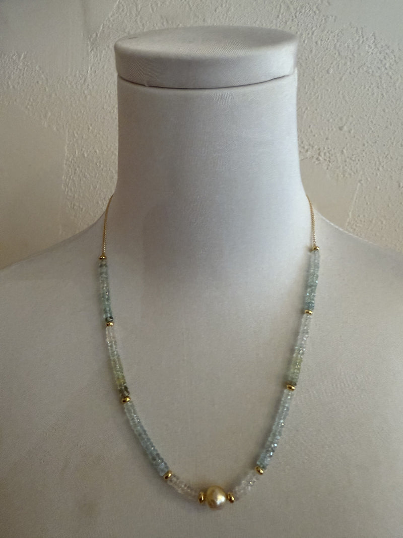 Gemstone and Single Pearl Necklace