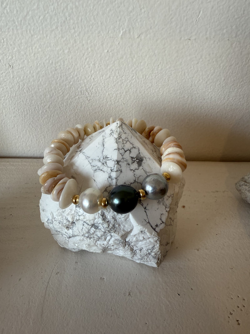 Puka and Pearl Bracelet