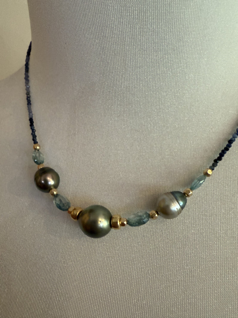 Sapphire and Tahitian Pearl Necklace