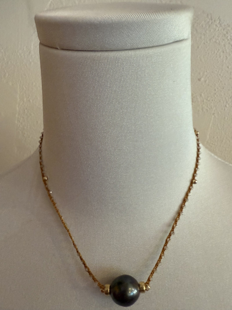 Single Pearl with Labradorite Necklace