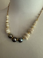 Tahitian Pearls and Puka Shell Necklace