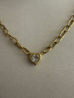 White Topaz Heart Necklace (a.s)