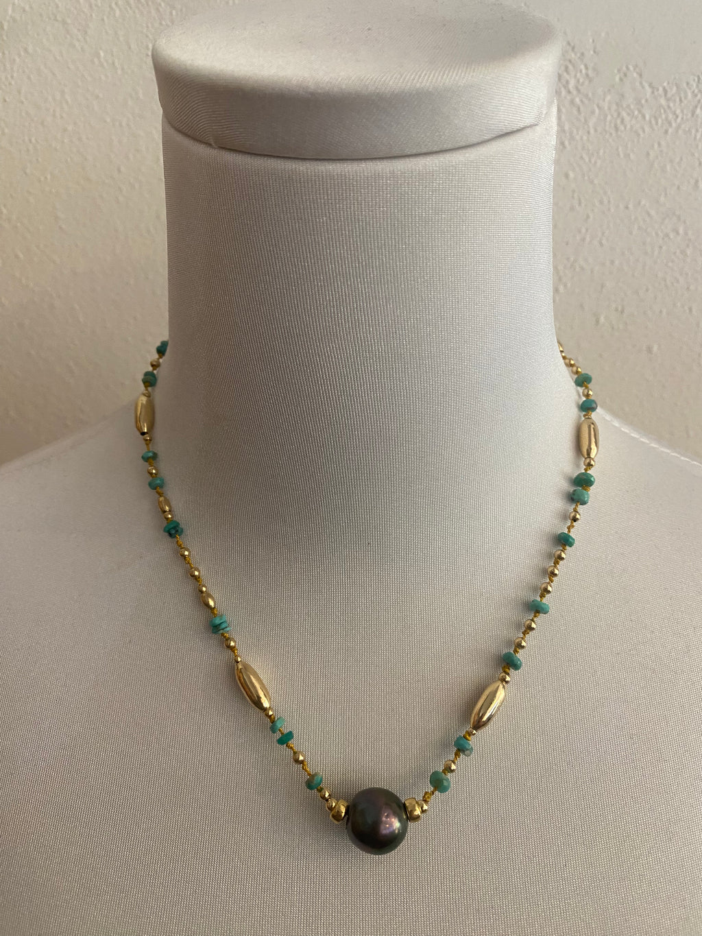 Tahitian Pearl and Turquoise Necklace (l.s)