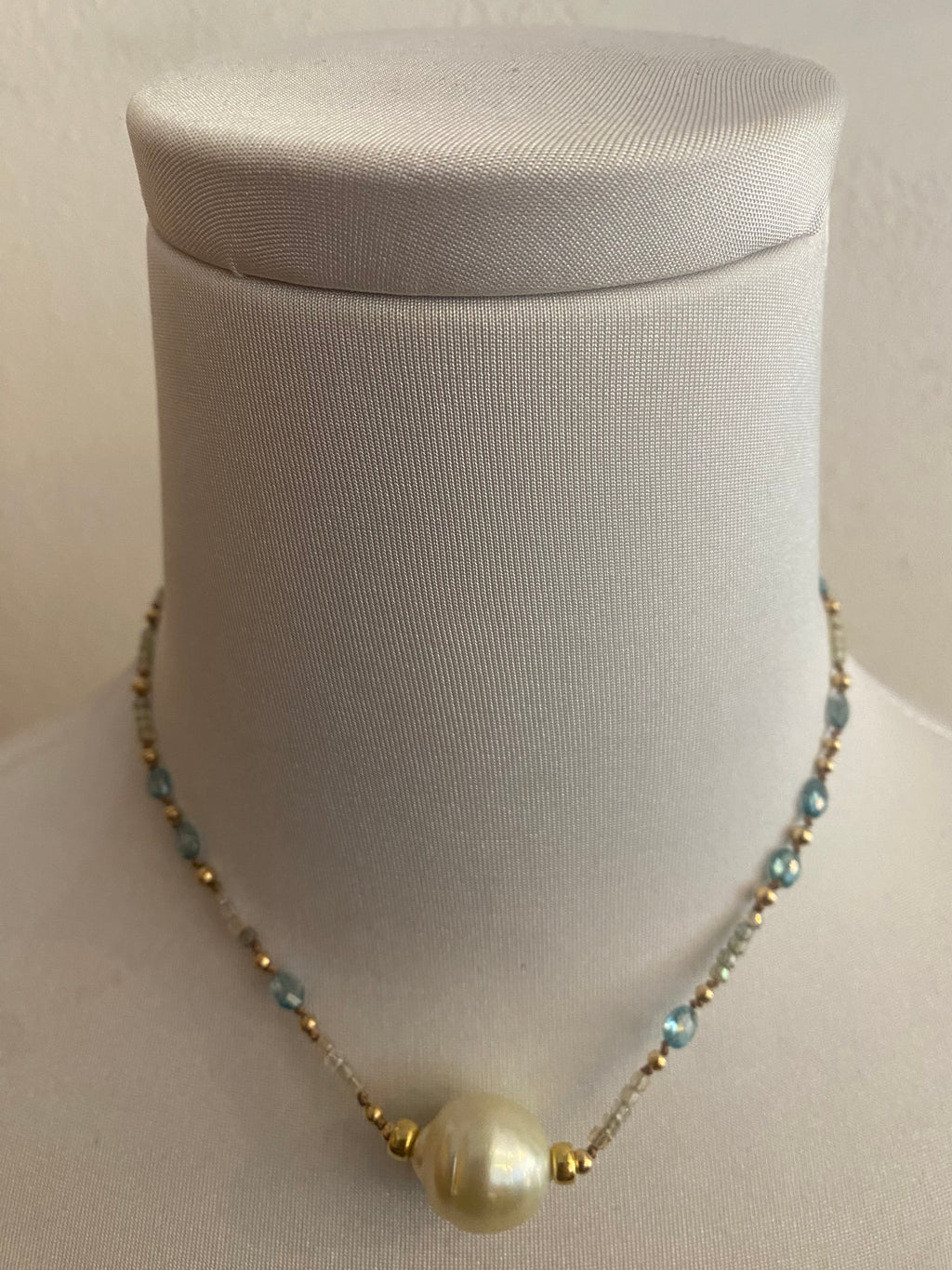 South Sea Pearl & Aquamarine Necklace (l.s)