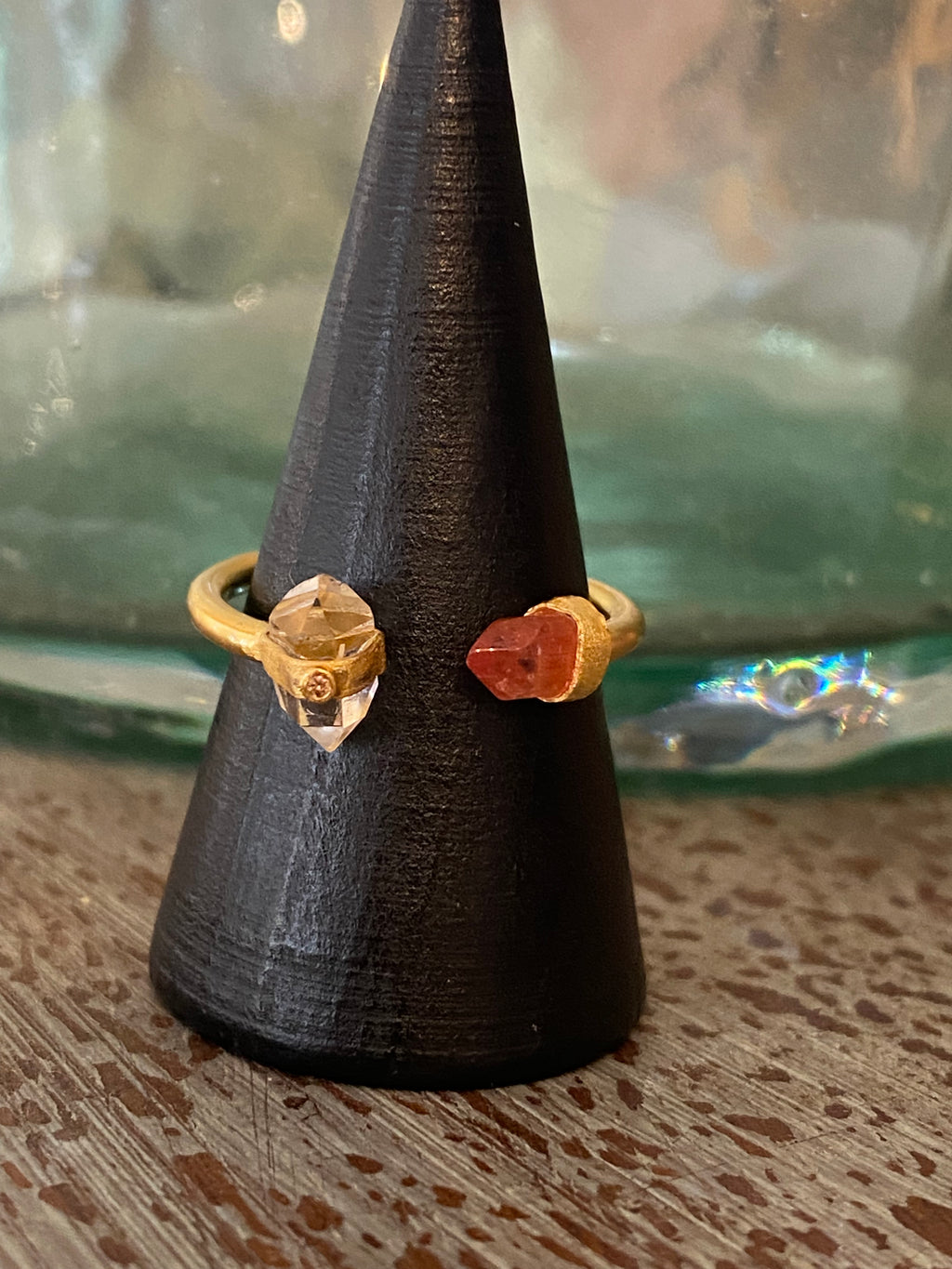 Herkimer And Tourmaline Ring