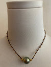 Single Tahitian Pearl With Gold Beads Necklace (l.s)