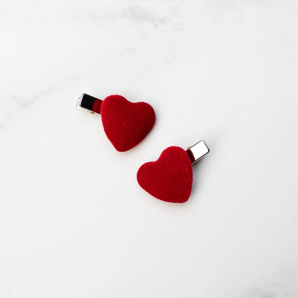 Velvet Heart Hair Pin Set