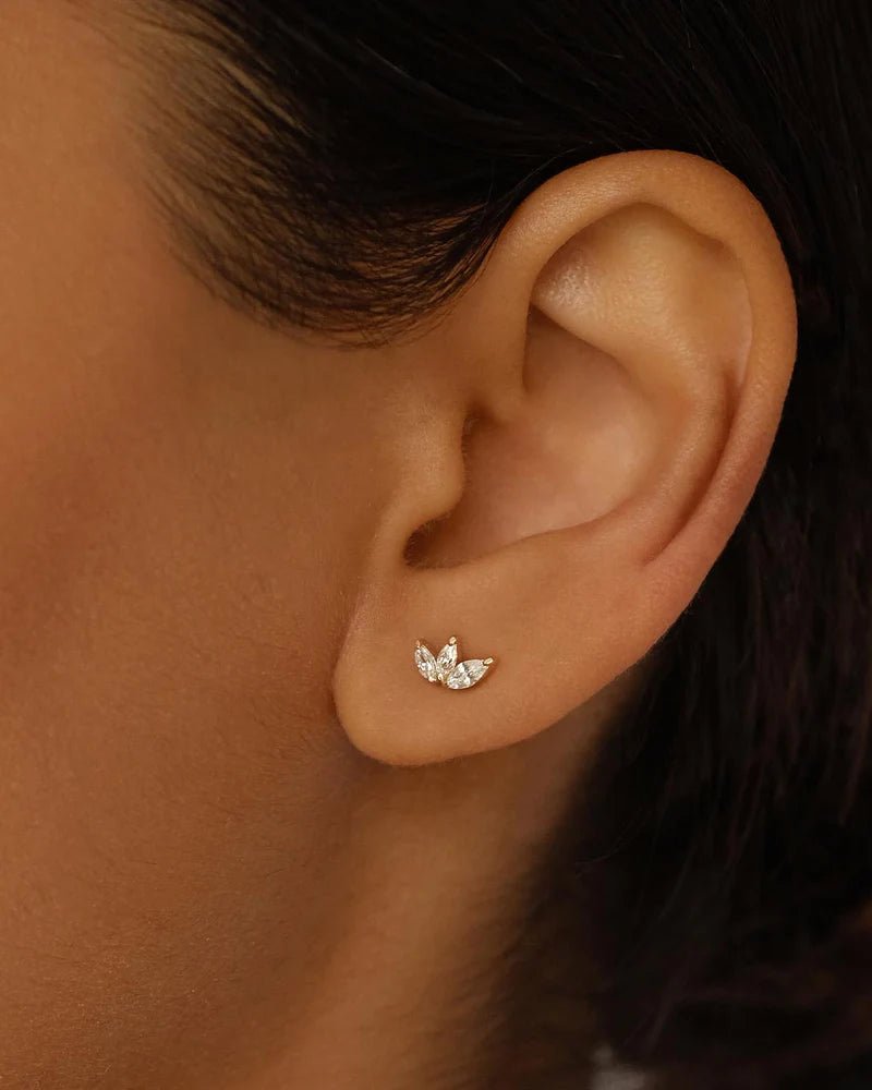 Blooming Lotus Crystal Stud Earring