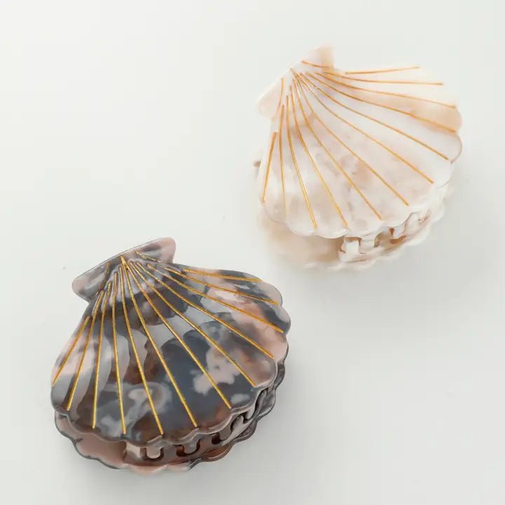 Calacatta Seashell Hand Painted Seashell Claw Clip