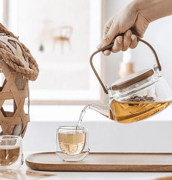 Japanese Style Tea Set With Wood Tray