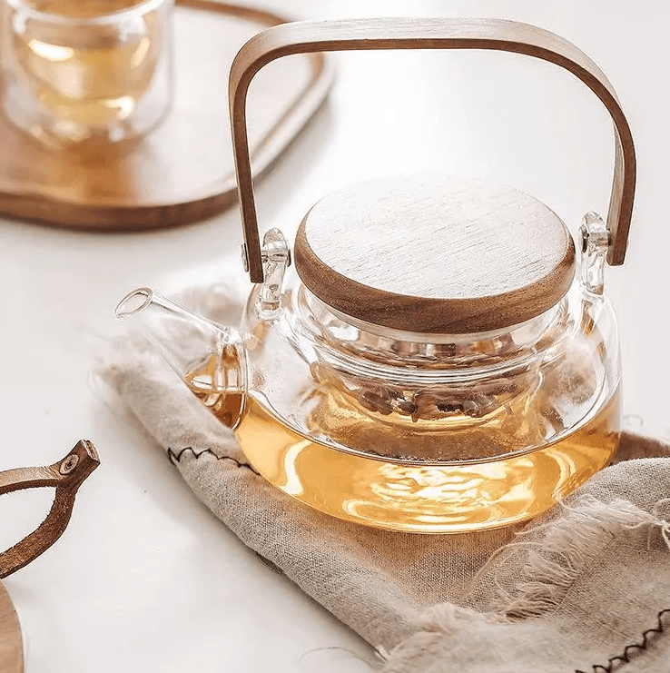 Japanese Style Tea Set With Wood Tray