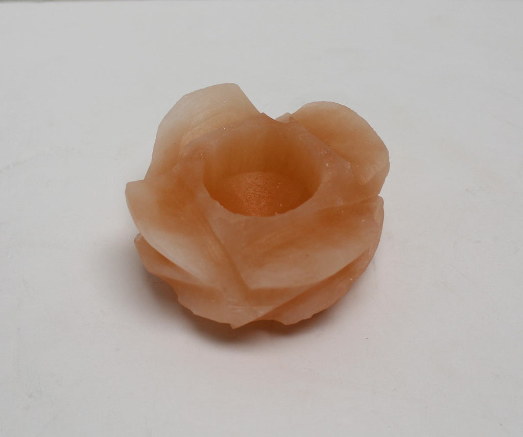 Orange Selenite Flower Candle Holders