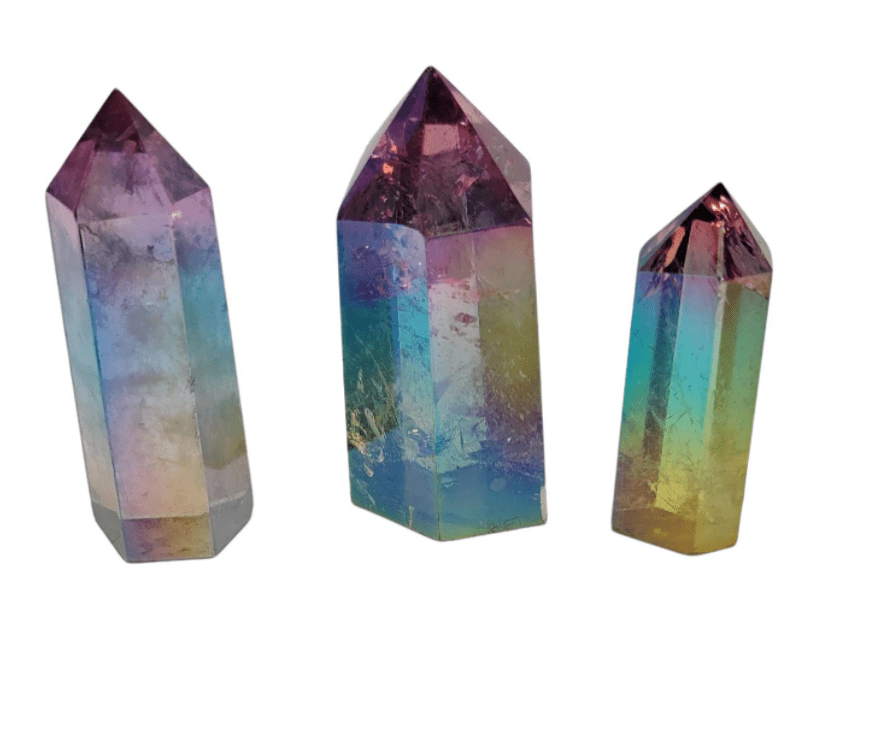 Polished Aura Rainbow Quartz Point