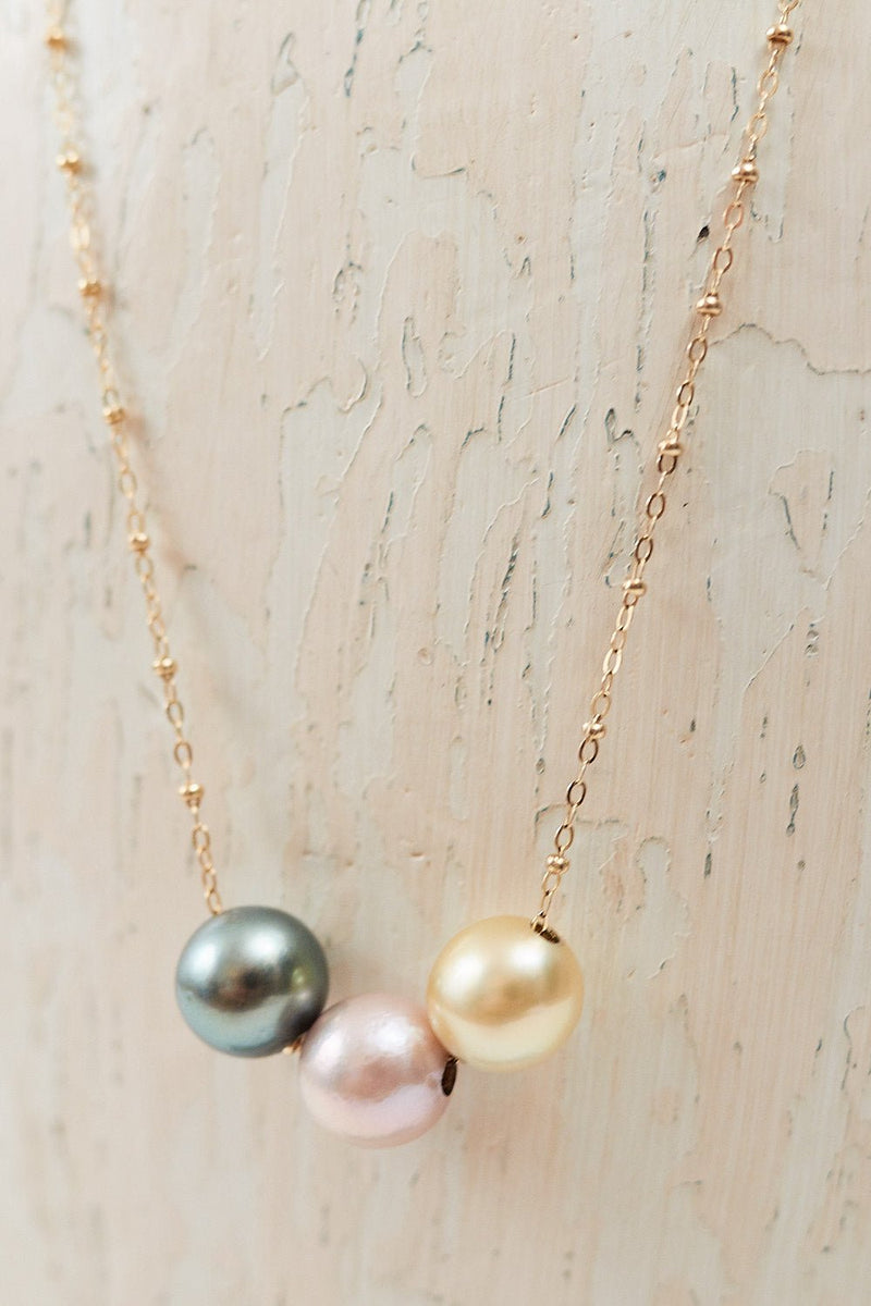 Rainbow Floating Pearl Necklace