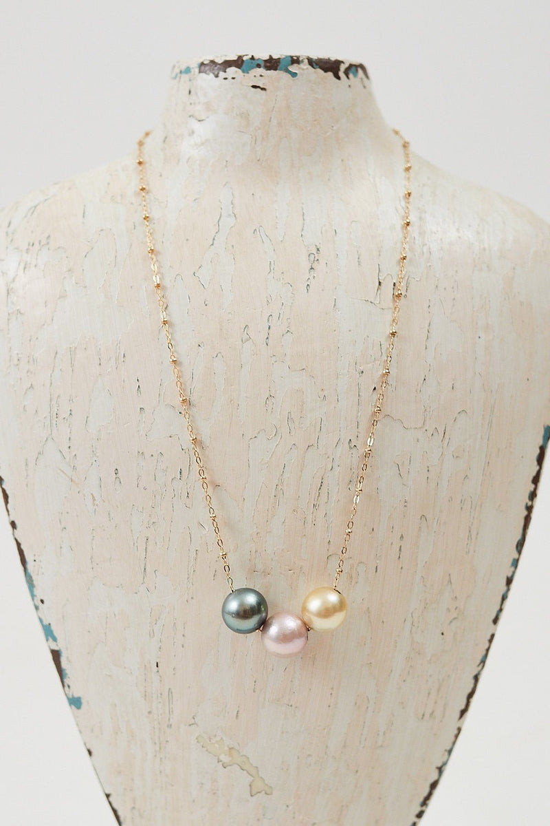 Rainbow Floating Pearl Necklace